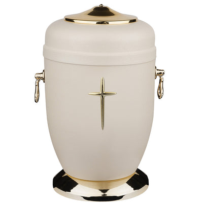Beautifu Metal Cremation Urn for Ashes with Gold Cross Funeral Urn for Adult (M78) - unique.urns_caskets