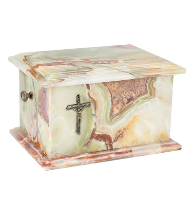 Stone Casket Natural  Onyx with brass Calla Lily  Cremation Ashes Urn For Adult (ST3L) - unique.urns_caskets