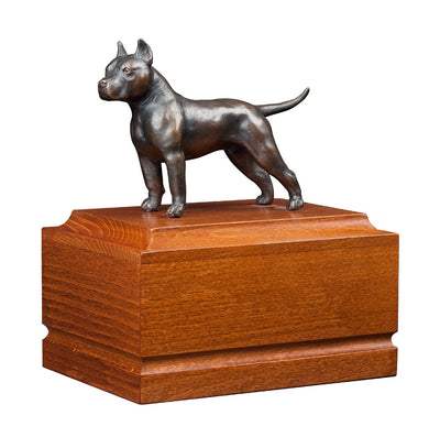 Staffordshire bull terrier cropped, Urn for Dog's ashes,with Dog statue Unique memorials Urn - unique.urns_caskets