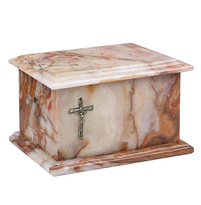 Stone Casket Natural  Onyx with Cross Cremation Ashes Urn For Adult (ST6C) - unique.urns_caskets