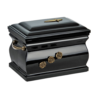 Composite Casket Cremation Ashes Urn For Adult With Brass Roses and Handless(UK89) - unique.urns_caskets