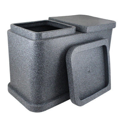 Double Vault for an urns, a container for a cremation urn to be buried in the ground. Capsule for an urn.