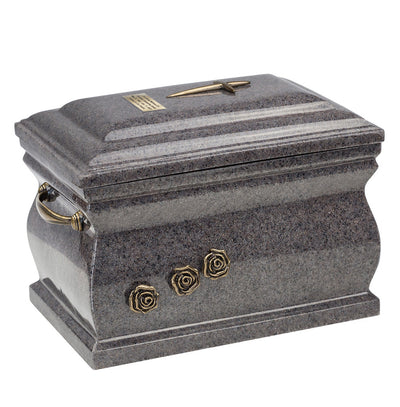 Granite/Composite  Casket Cremation Ashes Urn For Adult With Brass Roses (UK88BR)