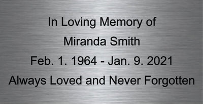 Memorial Plaque With Your Own Text. Silver or Gold Color.