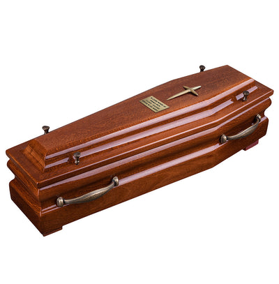 Beautiful Infant Coffin with Gold Cross and Handles Personalised Cremation Urn (Dn52)
