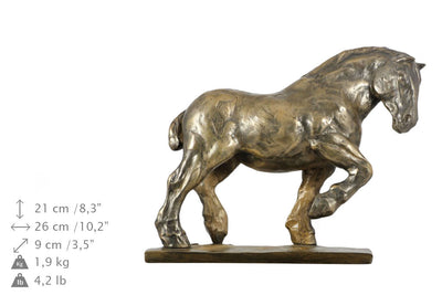 Beautiful solid  wood casket with Bronze Statue - Belgian horse- Percheron horse cremation casket for Horse ashes (2) - unique.urns_caskets