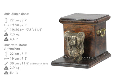Beautiful  wood casket cremation  urn for dog’s ashes with  standing statue Chinese Crested (32) - unique.urns_caskets